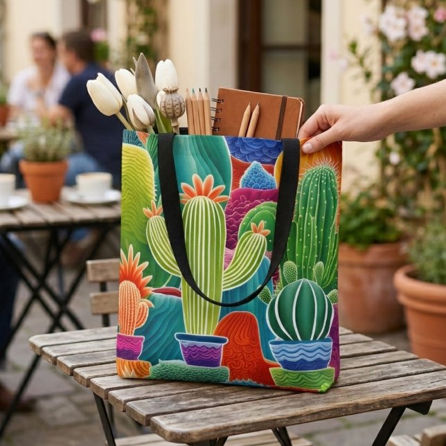 Bolso De Tela Cactus en maceta abstractos (Subido por el creador)