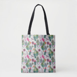 Bolso De Tela Cactus exótico de la acuarela de Boho y modelo