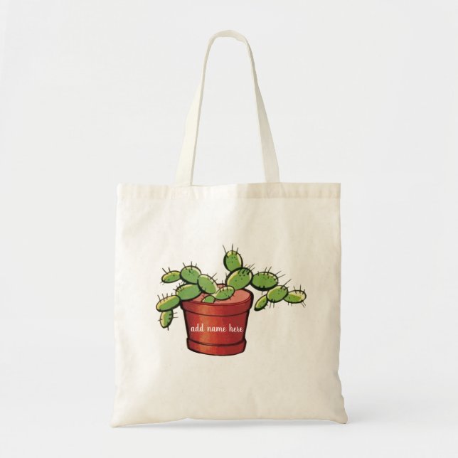 Bolso De Tela Cactus in a Pot (Frente)