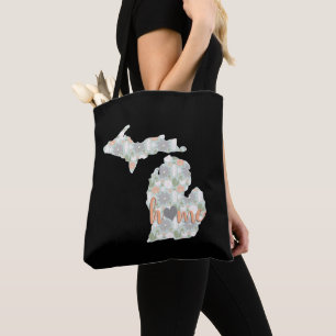 Bolso De Tela Cactus Llenó Silhouette Michigan Con Casa