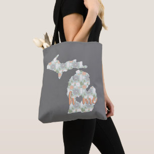 Bolso De Tela Cactus Llenó Silhouette Michigan Con Casa