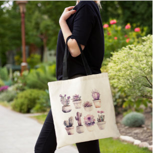 Bolso De Tela cactus machacados de acuarela