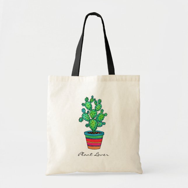Bolso De Tela Cactus magnífico de la acuarela en pote hermoso (Frente)