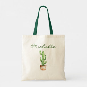 Bolso De Tela Cactus Modernos de Acuarela Cactáceas Desierto Suc