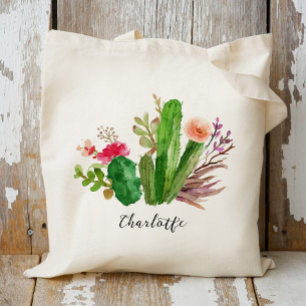 Bolso De Tela Cactus,Nombre personalizado,Personalizado