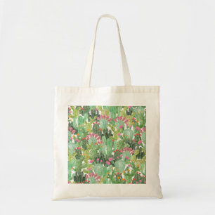 Bolso De Tela Cactus pintado a mano: verde desierto