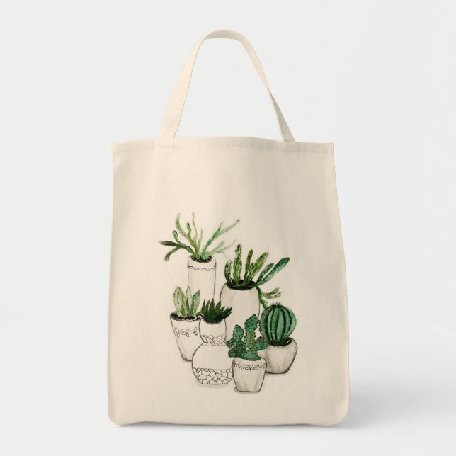 Bolso De Tela Cactus, succulents (Frente)