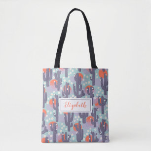 Bolso De Tela Cactus Sun Botanical Desert Floral Personalizada