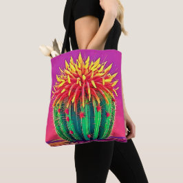Bolso De Tela Cactus vibrante en floración