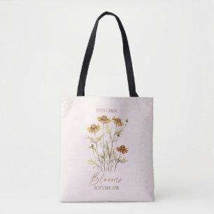 Bolso De Tela Cada flor florece en su propio tiempo -floral rúst