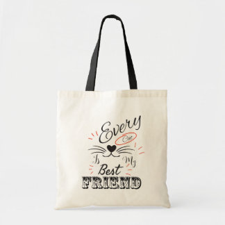 Bolso De Tela Cada Gato Es Mi Mejor Amigo – Diseño Mínimo de Gat