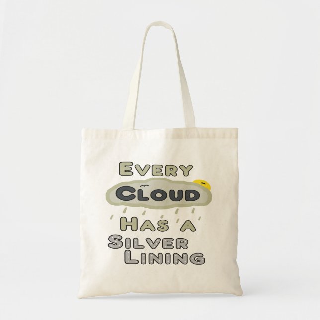 Bolso De Tela Cada Nube Tiene Lino Plateado (Frente)