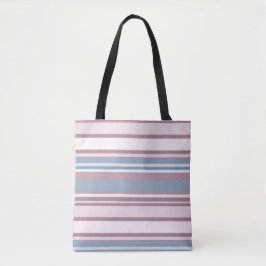 Bolso De Tela Cadete Gris y Rayas de Rosa Desaturada