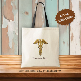 Bolso De Tela Caduceus dorado