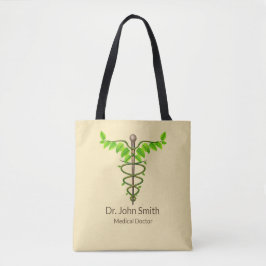 Bolso De Tela Caducto médico alternativo Verde deja beige