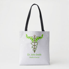 Bolso De Tela Caducto médico alternativo Verde deja blanco
