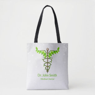 Bolso De Tela Caducto médico alternativo Verde deja blanco