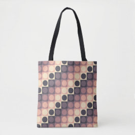 Bolso De Tela Café Cream Polka Grid