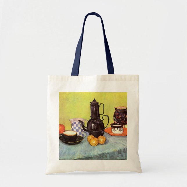 Bolso De Tela Café de esmalte azul por Vincent van Gogh (Frente)