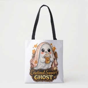 Bolso De Tela Café de Halloween con fantasma de apoyo emocional
