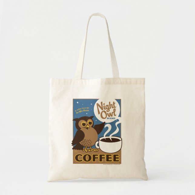Bolso De Tela Café de Lechuza Nocturno (Frente)