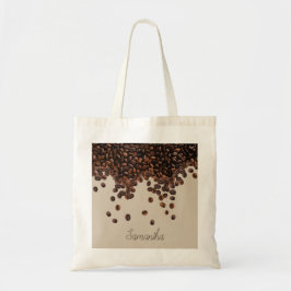 Bolso De Tela Café de texto personalizado