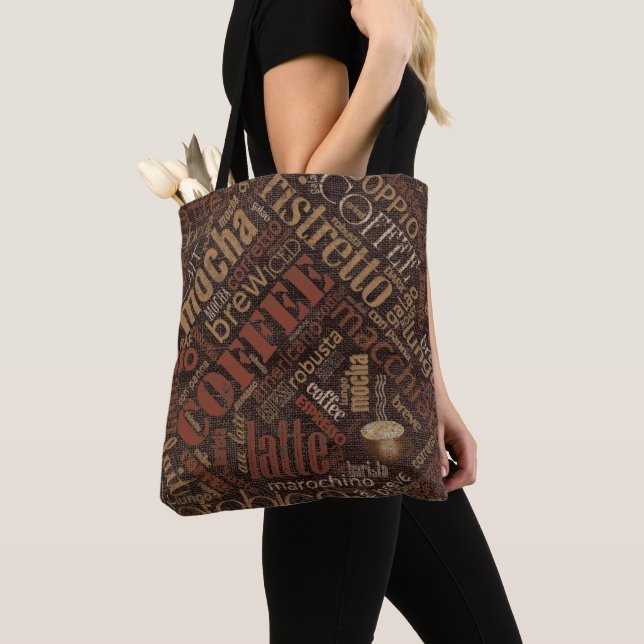 Bolso De Tela Café en Burlap Word Cloud Brown ID283 (Detalle)