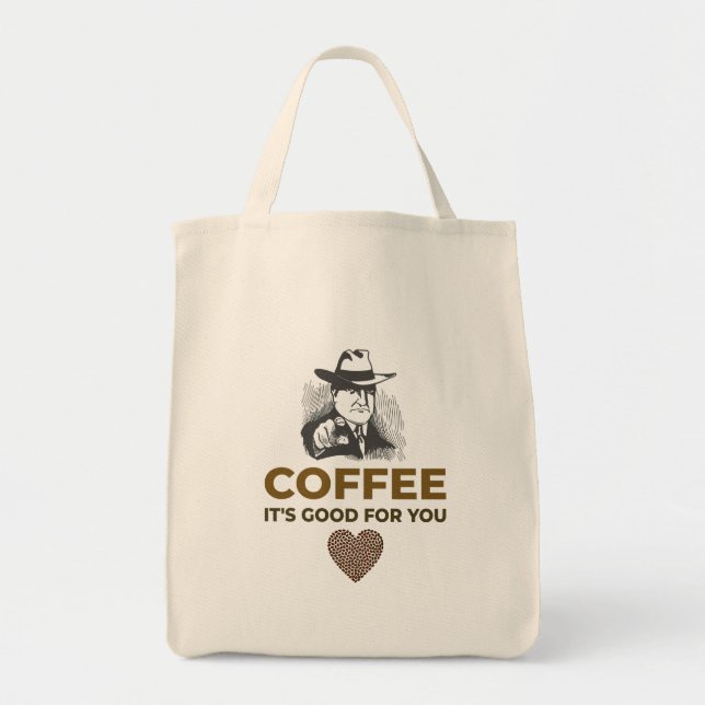 BOLSO DE TELA CAFÉ. ES BUENO PARA TI. (Frente)