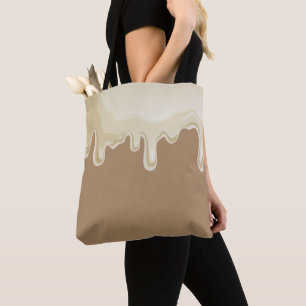 Bolso De Tela Café helado con crema de goteo