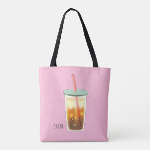 Bolso De Tela Café Helado De Caramelo Con Espuma De Crema