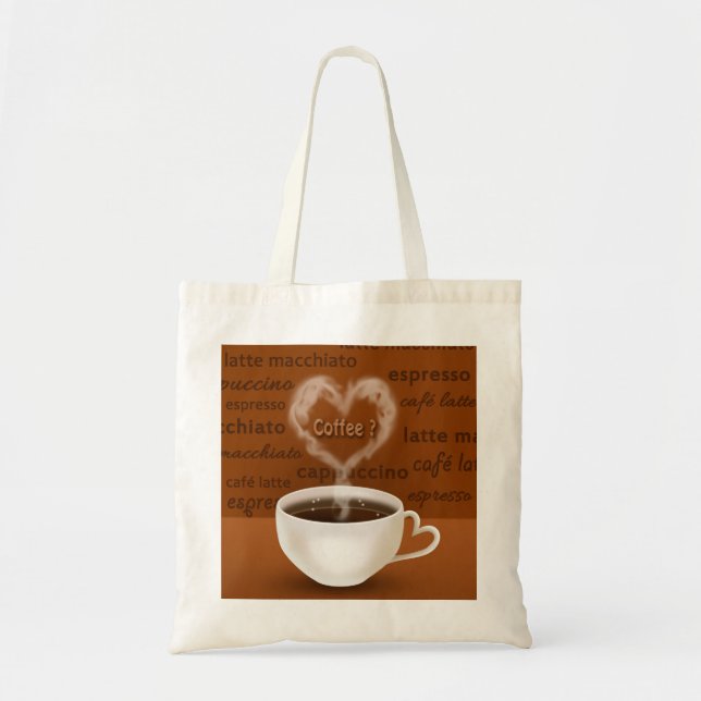 Bolso De Tela Café? Humo con forma de corazón (Frente)