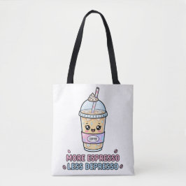 Bolso De Tela Café Kawaii Divertido Más Espresso Menos Depresión