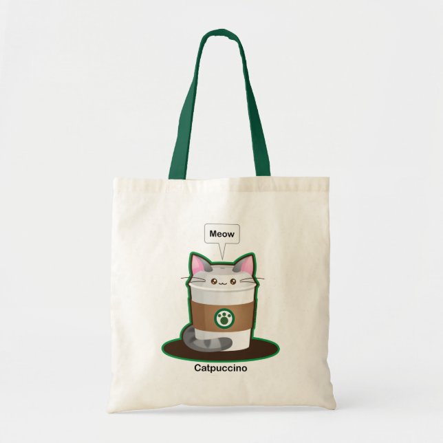 Bolso De Tela Café lindo del gato (Frente)