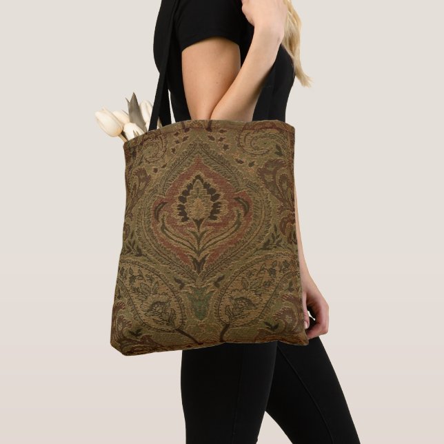 Bolso De Tela Cafe Paisley (Detalle)