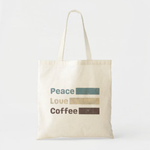 Bolso De Tela café vintage texto colorido paz amor café