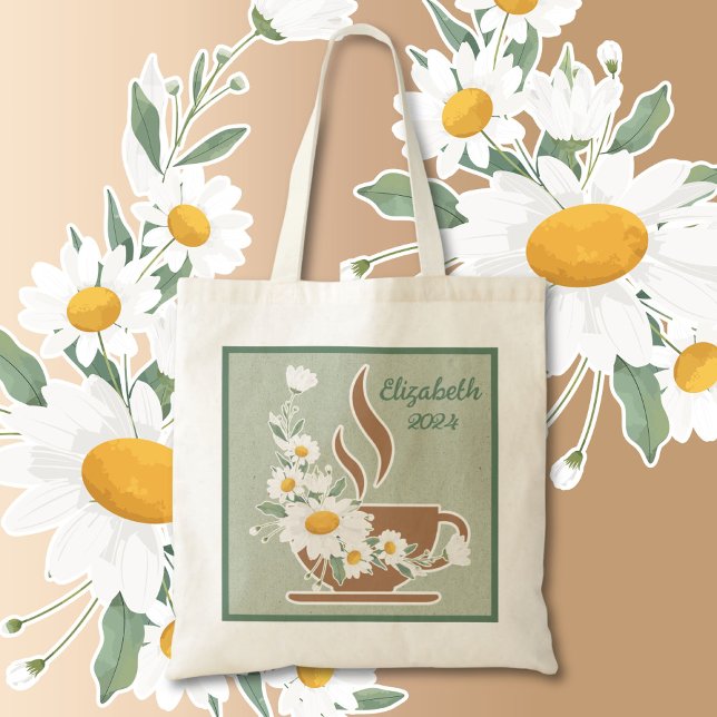 Bolso De Tela Café y Daisies (COFFEE & DAISIES TOTE)