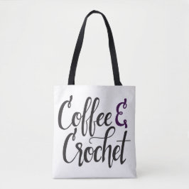 Bolso De Tela Café y ganchillo