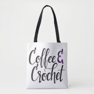Bolso De Tela Café y ganchillo