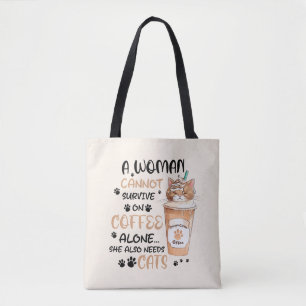 Bolso De Tela Café y gatos - Arte Cute Kawaii