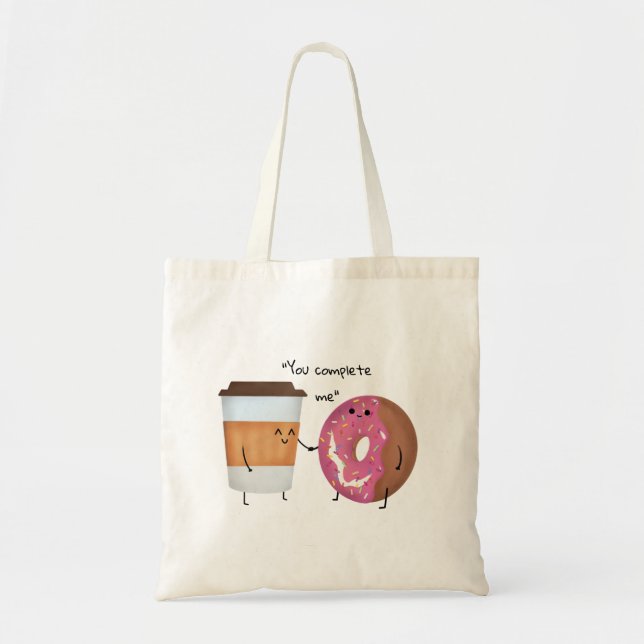 Bolso De Tela Café y pareja completa de donut (Frente)