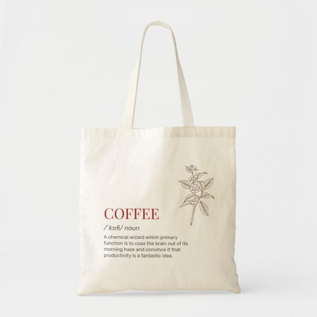 Bolso De Tela Cafeína divertida Definición de diccionario Café i (Frente)