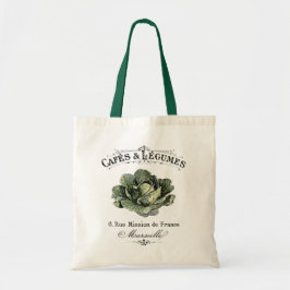 Bolso De Tela Cafetería francesa vintage Veggie Vegan Cabbage