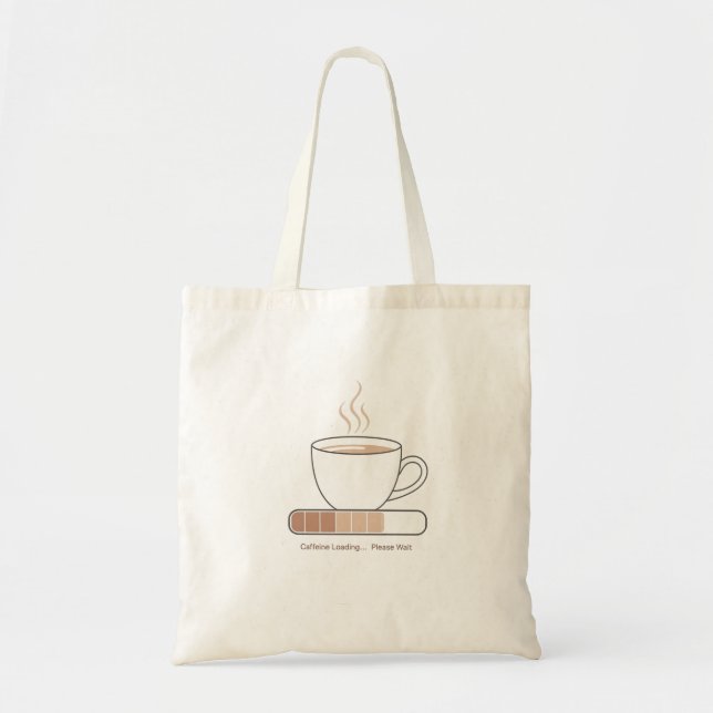 Bolso De Tela Caffeine Loading -Minimalist Funny Coffee Line Art (Frente)