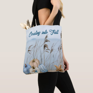 Bolso De Tela Caída costera Calabazas azules y blancas y Starfis