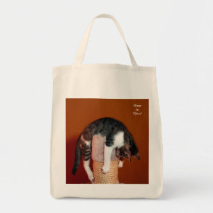 Bolso De Tela Caída en tote allí chistoso del gato de Tabby