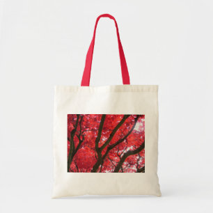 Bolso De Tela Caída, hojas de arce rojas de otoño, árbol