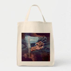 Bolso De Tela Caída, pero no olvidada, humo y bandera rota