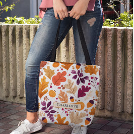 Bolso De Tela Caída personalizada - Nombre de hojas y acuñacione