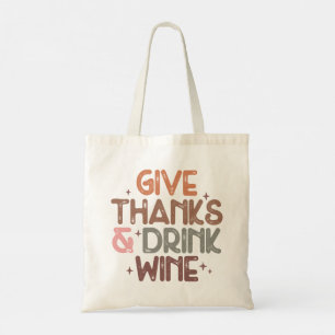 Bolso De Tela Caída Retro Cita "Regale gracias y beba vino"