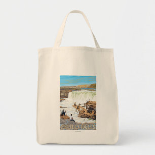Bolso De Tela Caídas de Celilo que pescan el poster del viaje